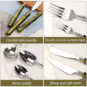 Ensemble de couverts en acier inoxydable au design classique |   Couverts élégants pour tables à manger traditionnelles et modernes - Product Image 5