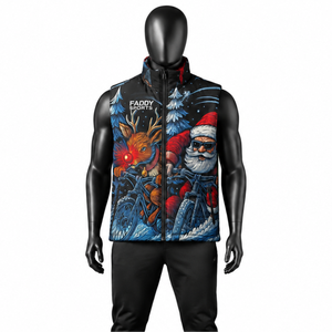 Gilet matelassé personnalisé pour homme, imprimé Père Noël et rennes amusants, sans manches, pour l'hiver, sublimation, vente en gros - Product Image 1