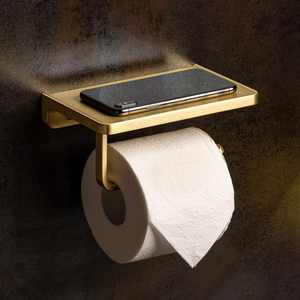 <b>Gold</b> <b>Toilet</b> Paper <b>Holder</b> With Shelf Wall Mount <b>Toilet</b> Tissue <b>Holder</b> Bathroom Storage Rack Decorative <b>Gold</b> <b>Toilet</b> <b>Roll</b> <b>Holder</b> - Product Image 5