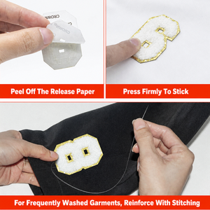 แผ่นปะติดเสื้อผ้าแบบรีดติด ลายปักเชนีล  รักษ์โลก พร้อมหมายเลข - Product Image 6