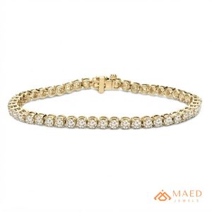 สร้อยข้อมือเทนนิสโมอิสซาไนต์ทรงกลมชุบทอง 18K สำหรับผู้หญิง เครื่องประดับแฟชั่นหรูหรา ดีไซน์เป็นของขวัญสุดหรู - Product Image 1