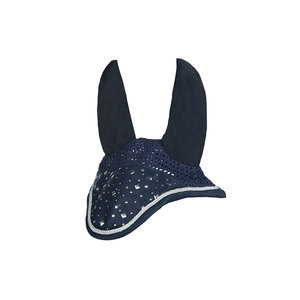 Cache-yeux pour chevaux en maille blanche avec bordure et finition festonnée - Product Image 2