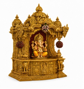 Large Traditional Heavy Carving <b>Mandir</b> for Australian Homes Teak Wood Temple Altar Durable Carved Tree Design Storage - Product Image 3