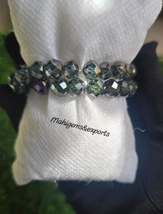 7*8 MM Blackish Green & 10 MM Light <b>Blue</b> 3 Piece Moissanite Diamond <b>Beads</b> - Product Image 3