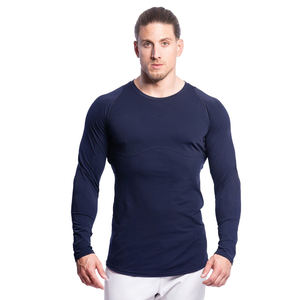 Chemises de compression respirantes à col rond et coupe ample pour hommes - Vêtements de course et de jogging à manches longues - Product Image 4