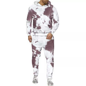 Men's Tie Dye Hooded <b>Tracksuit</b> Full Length Sweatshirt And Pants Set Casual Sportswear Breathable Polyester Spring Wear <b>Tracksuit</b> - Product Image 3
