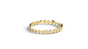 Bague éternité en or 18 carats avec diamants taille ronde, forme princesse, bande en zigzag, bague éternité complète empilable, bijoux fins pour femmes - Product Image 1