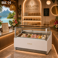Vitrine à crème glacée CE Hasgen 304SS 9pan avec verre trempé ultra-transparent isolant et refroidissement par air forcé -18°C ° Vitrine de présentation de glaces C Gelato