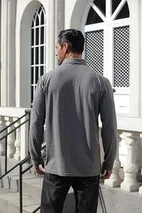 Chemises polo décontractées pour hommes, classiques, à manches longues, basiques, à boutons, en coton léger, avec poche, pour le golf - Product Image 5