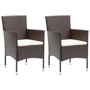 Set da Pranzo in Rattan con Cuscini Marrone, 2 Posti, Arredamento da Giardino Esterno Stile Contemporaneo - Product Image 3