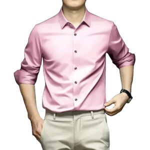 Chemise à manches longues orange X-6XL pour hommes, luxueuse, résistante aux plis et sans repassage, chemise décontractée solide pour les affaires - Product Image 6