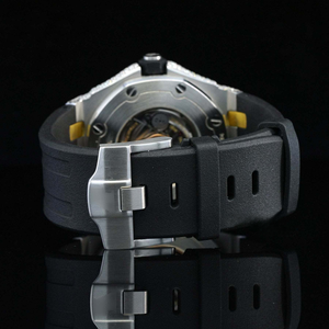 Reloj de Cuarzo con Movimiento Automático ETA, Correa de Silicona Negra, Esfera de Moissanita y Acero Inoxidable, Estilo Hip Hop para Hombre - Product Image 6