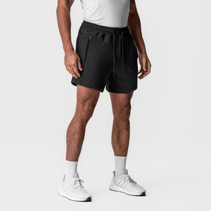 Shorts Bermuda pour homme, noirs, à séchage rapide, avec poches, cordon de serrage à la taille, décontractés, en polyester tricoté, vêtements de sport - Product Image 1