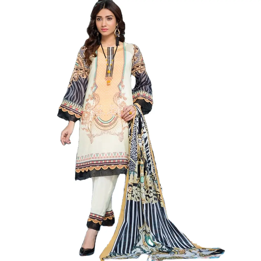 white and black kameez shalwar in lawn three piece Pakistan and suit summer and summer and winter wear