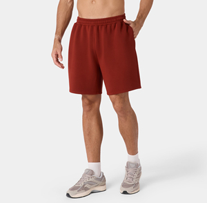 Shorts Bermuda Homme en Coton Rouge Uni, Longueur Genou, Taille Élastique, Décontracté, avec Poches, Tissu Respirant et Séchage Rapide, Fabriqué au Pakistan - Product Image 1