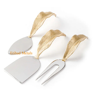 Antique Brass Hammered <b>Cheese</b> Knives <b>Set</b> of 3 <b>Cheese</b> Knives <b>Cheese</b> Knife <b>Set</b> with Marble Handles Lula Stainless Steel and Brass - Product Image 5