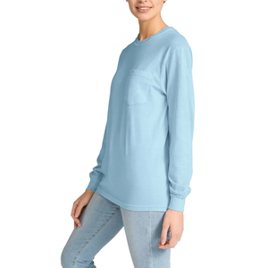 Chemise à manches longues en coton multicolores pour impression de logo de marque personnalisé, t-shirt en coton bio, durable et respectueux de l'environnement - Product Image 4