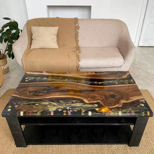 Mesa de Resina Epoxi con Diseño de Peces Koi, Mueble de Arte Japonés Pintado a Mano, Personalizable, Ecológico, Decoración para el Hogar, Mesa Grande para Banquetes - Product Image 1