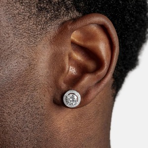 Boucles d'oreilles pendantes rondes de luxe pour hommes et femmes, plaquées rhodium, ton argent, style Moissanite Iced Out, bijoux de mode Hip Hop - Product Image 1