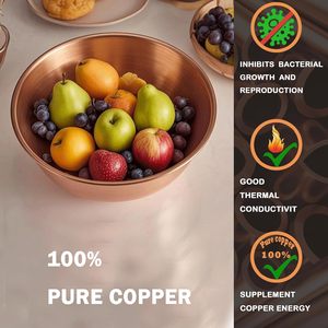 Tazón Tradicional de Cobre Puro de Doble Capa, Utensilios de Cocina de Cobre Grueso Hechos a Mano, Tazón para Servir Cereales y Arroz - Product Image 4