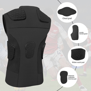 Men's Black Protective Sleeveless Vest V-<b>Neck</b> Sporty Solid Color Quick Dry Spandex Polyester Knitted - Product Image 3
