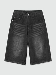 Shorts de mezclilla de cintura alta para hombre, casuales, con botones y dobladillo sin rematar, de algodón - Product Image 6