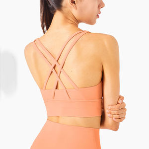 Soutien-gorge de sport pour femme en polyester respirant, écologique, à séchage rapide, de haute qualité, avec bretelles croisées, maintien élevé et sans coutures - Product Image 2