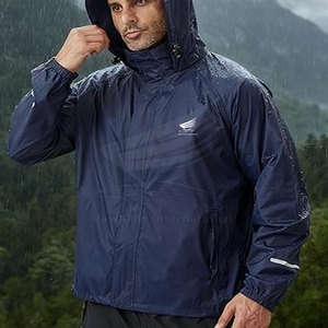 Latest Style <b>Men's</b> Hooded Breathable <b>Rain</b> <b>Jacket</b> 2026 Hot Sale Front Logo High Street Style Nylon/Polyester Made in Pakistan - Product Image 3