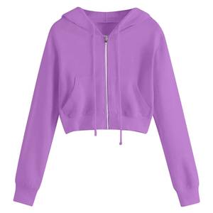 Sudadera Deportiva Corta para Niñas, Informal, de Manga Larga, con Cierre, Mezcla de Algodón, Suave, Transpirable y Cómoda, a la Moda - Product Image 4
