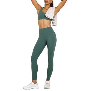 Leggings de yoga pour femmes, taille mi-haute, couleur unie, dos en V, sans couture avant, effet push-up fessier, pour le contrôle du ventre, collants d'entraînement - Product Image 4