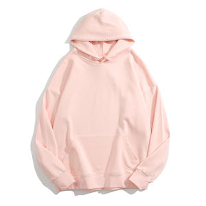 Unisex Zip-Up Oversized Hooded <b>Sweatshirt</b> <b>Pink</b> Cotton Fleece Casual Winter Regular Fit Pocket Design Knitted Plain Dyed - Product Image 2