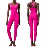 Service OEM en gros Nouveau design Combinaison de sport respirante unie sans dos et sans manches pour femme grande taille moulante