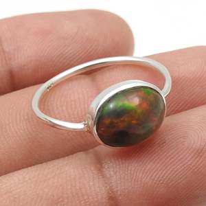 Natural Black <b>Opal</b> Gemstone <b>Ring</b> Crafted From 925 Sterling <b>Silver</b> <b>Ring</b> Bezel Set Gemstone Bohemian <b>Ring</b> At Wholesale Price - Product Image 2