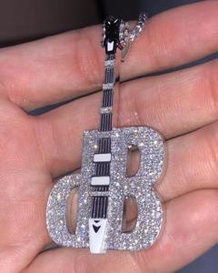 Pendentif en Moissanite Véritable 2,00 carats, Lettre Personnalisée, Plaqué Or Jaune 14K sur Argent Sterling, Bijou Fin, Charm de Fête - Product Image 2