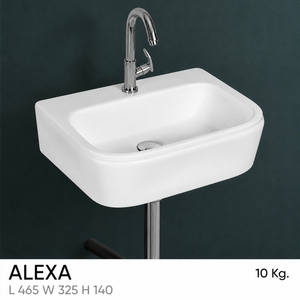 ก๊อกน้ำติดผนัง Alexa ทรงสี่เหลี่ยมแบบรูเดียว สีโครเมียม พร้อมที่ระบายน้ำ ดีไซน์มินิมอล สำหรับอ่างล้างหน้าในห้องน้ำ รับประกัน 5 ปี - Product Image 3