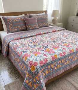 Couvre-lit en coton Kantha fait main – Fournisseur, grossiste et exportateur de textiles de maison haut de gamme pour la vente au détail, l'hôtellerie et l'exportation en ligne - Product Image 1