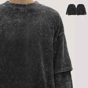 เสื้อแขนยาวผู้ชายทรงโอเวอร์ไซส์ ผ้าเจอร์ซีย์คอตตอน 100% สองชั้น สไตล์ไฮสตรีท สีพื้น ผ้าถักลำลอง - Product Image 4