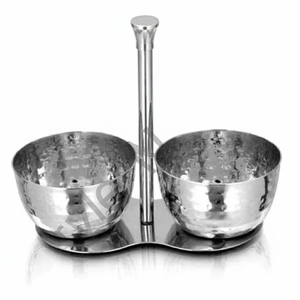 จานดองทรงกรวยมี2ช่องผนังเดี่ยวสีเงินใช้ค้อนสีเงิน - Product Image 1