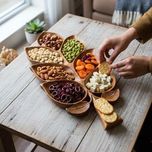 Bandeja de Madera para Servir, Forma Irregular, Diseño Tallado, Bandejas Multifuncionales para Mesa, Estilo Minimalista, de Una Sola Capa - Product Image 4