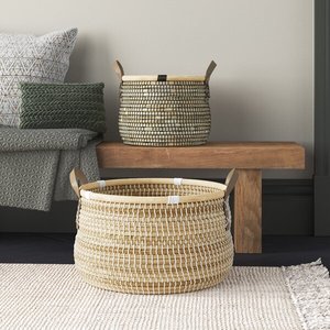Hot Selling <b>Rustic</b> Round Seagrass Basket Eco Friendly Handmade Multifunctional Laundry Storage Organizer for Home - Product Image 4