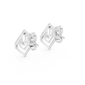 Ensemble de clous d'oreilles en diamants de culture CELESTIAL LEAF GLIDE sertis en or blanc massif 18 carats, pour fiançailles, mariage, fête, cadeau de la Saint-Valentin, usage quotidien - Product Image 3