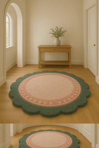 Luxury Customizable irregular shape Handloom Viscose Rug in Modern Green Style Washable Wool <b>Carpet</b> for Home and Picnic Use - Product Image 3