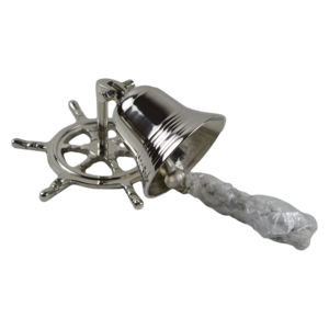 Cloche d'extérieur en laiton massif au design élégant, finition argentée brillante, modèle standard, cloche nautique ancre - Product Image 1