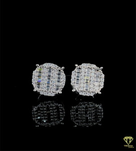 Luxury Square Lab Grown Diamond Earrings 925 Sterling <b>Silver</b> Cluster <b>Stud</b> Jewelry - Product Image 1