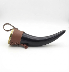 Handmade Eco-Friendly Buffalo Horn Drinking <b>Cup</b> Natural Shape Polished Leather Strap Rustic Art Collectible Form REHMAN CRAFT - Product Image 1