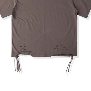 เสื้อยืดสไตล์สตรีทแวร์ แขนสั้น คอกลม ผ้าฝ้าย 100% น้ำหนักเบา สไตล์ดิสเทรส สำหรับฤดูร้อน รับผลิตแบบ OEM มีจำหน่าย - Product Image 6