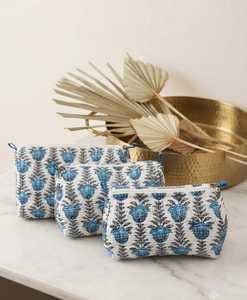 Vintage Floral Cotton Cosmetic <b>Pouch</b> Set Zipper Makeup Toiletry Bags <b>Water</b> Resistant Travel Organizer Customizable - Product Image 3