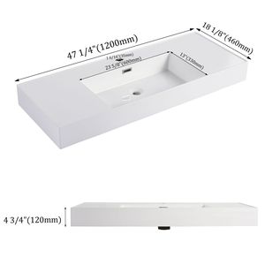 Lavabo in Resina da Bagno 48 Pollici Modello GRB48120MMO - Product Image 2