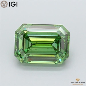 Diamante CVD Cultivado en Laboratorio de 3.00 Quilates, Color Verde Intenso, Claridad VS2, Corte Esmeralda, con Certificado IGI para Anillo de Compromiso o Regalo - Product Image 1