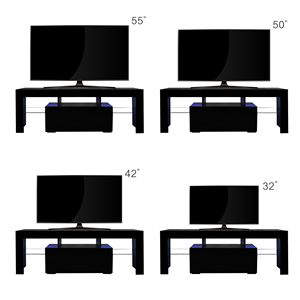 Black TV Stand with LED RGB <b>Lights</b> for Flat Screen TVs Gaming Consoles for <b>Lounge</b> Living Room Bedroom - Product Image 5